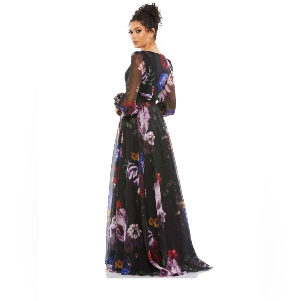 Mac Duggal Black Chiffon Maxi Dress